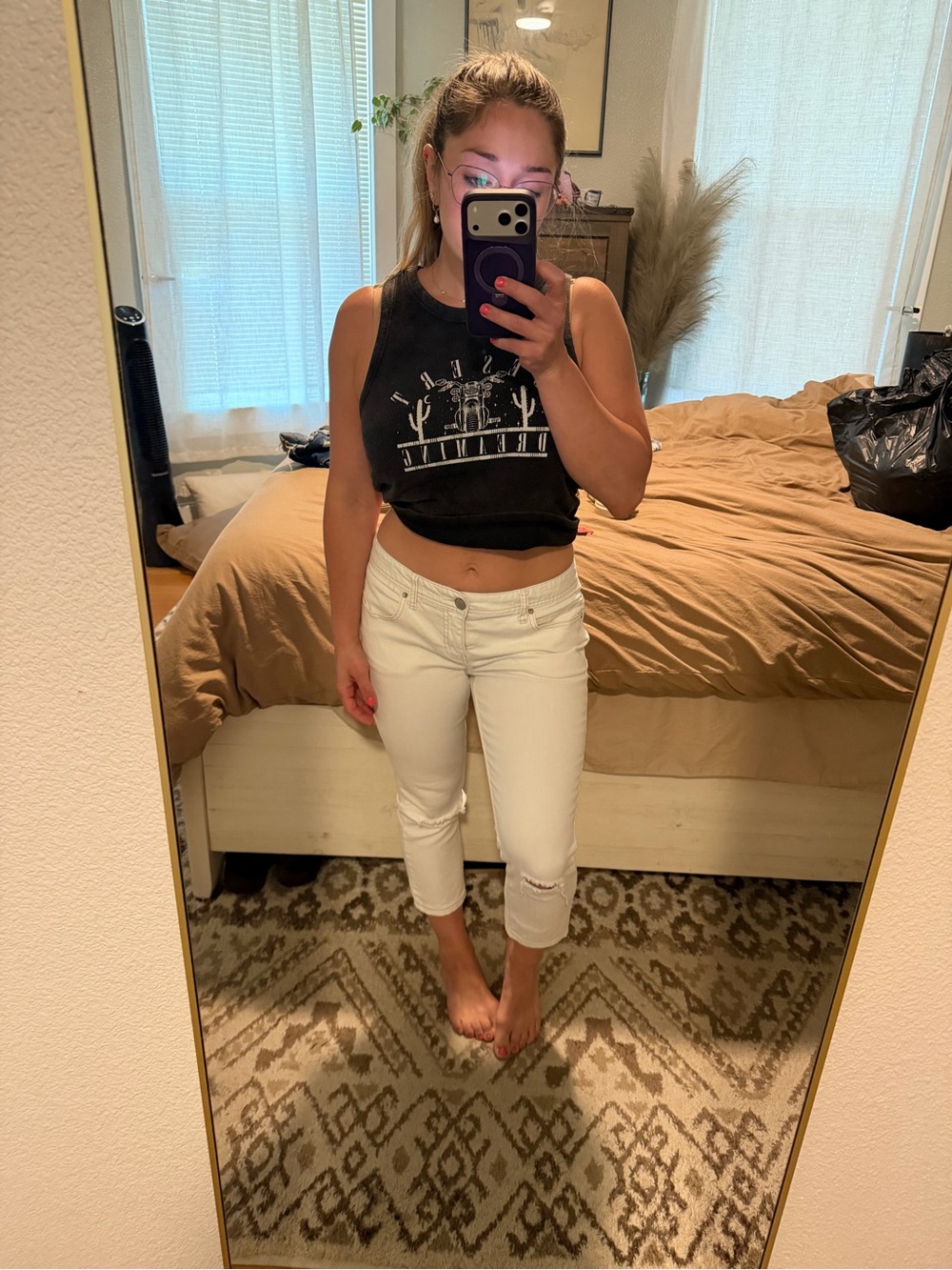 Free People Low Rise White Pedal Pusher Capri Jeans Y2K W29 Cropped